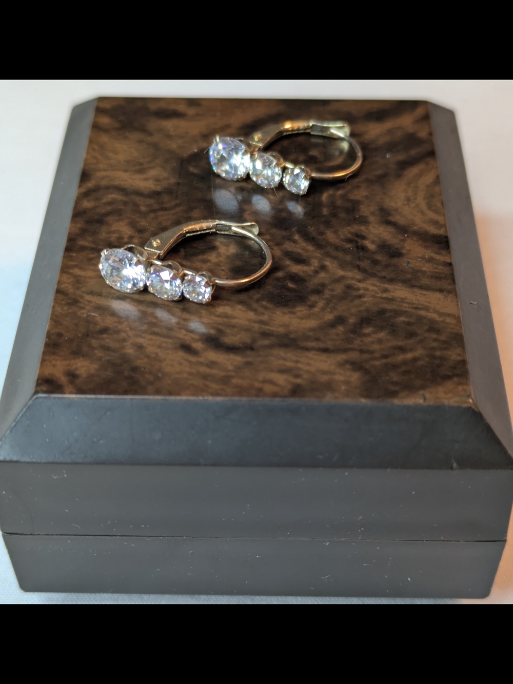 Classic Three-Stone Cubic Zirconia Hoop Earrings - 10K Gold